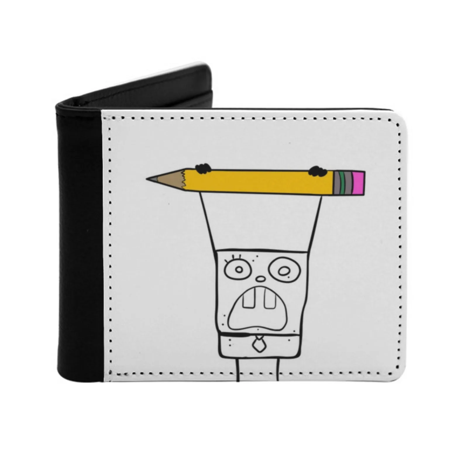 

Кожаные мужские кошельки Doodle Bob Mihoy Minoy, кошелек с держателем для кредитных карт, черный кошелек, психоделический неоновый акрил, розовый слон