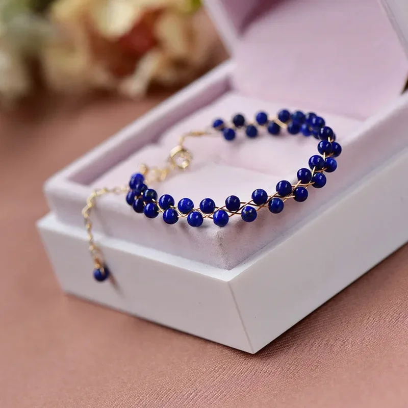 Natural High-quality Lapis Lazuli Blue Round Beads Winding Woven Bracelet For Women Girl Yoga Party Bohemia Charm Jewelry