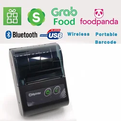 Mini Portable 58mm Bluetooth Thermal Printer Wireless USB Receipt Ticket Printer for Out Door Use No Driver
