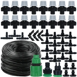10-20M Automatic Watering Irrigation System Portable Misting Fog Nozzles Garden Hose Spray Head w/ 4/7mm Tee Connector for Patio