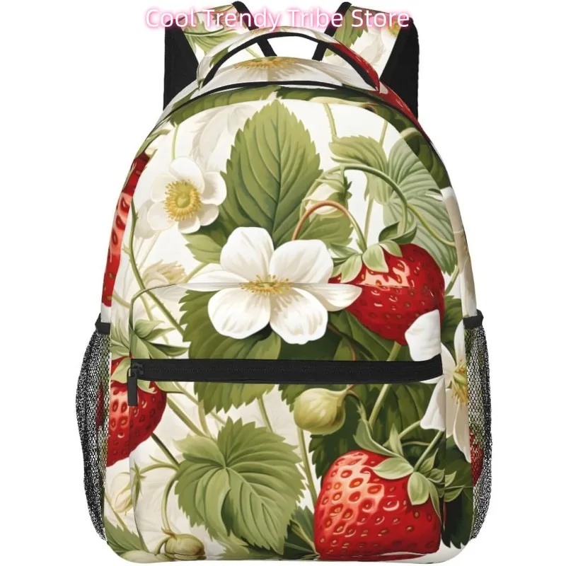 

laptop bag back to school Strawberry Fruit Flower Lightweight Laptop Backpack Lightweight Multipurpose Travel Casual Daypack Uni