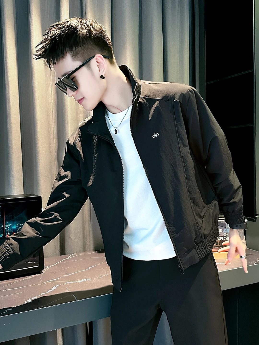 

Мужская модная повседневная куртка с воротником-стойкой, топ Haome, весенне-осенняя новая верхняя одежда для отдыха, облегающая полиэстеровая одежда