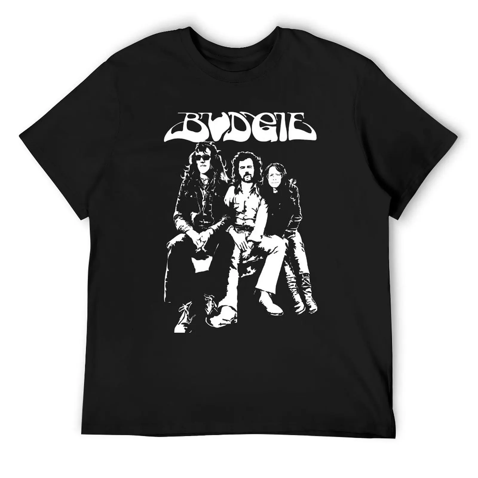 

Budgie Band White in Black T-Shirt graphic tee shirt boys whites custom shirt oversized t shirts for men