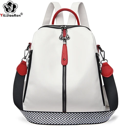 Mochila de moda para mujer, mochila de cuero suave, bolso de hombro para mujer, mochila de viaje para mujer, mochila de gran capacidad para niña