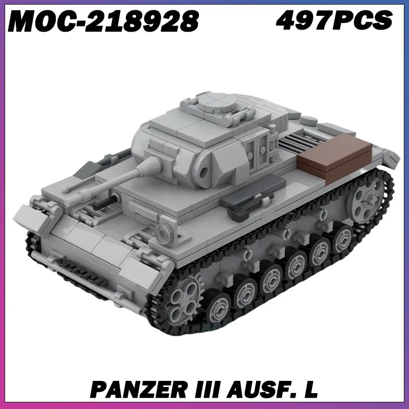 

497 шт. MOC- 218928 Панцер III Ауф. L танковые треки, бронеавтомобиль, высокотехнологичное оружие, MOC, строительные блоки, сборная модель, детские игрушки