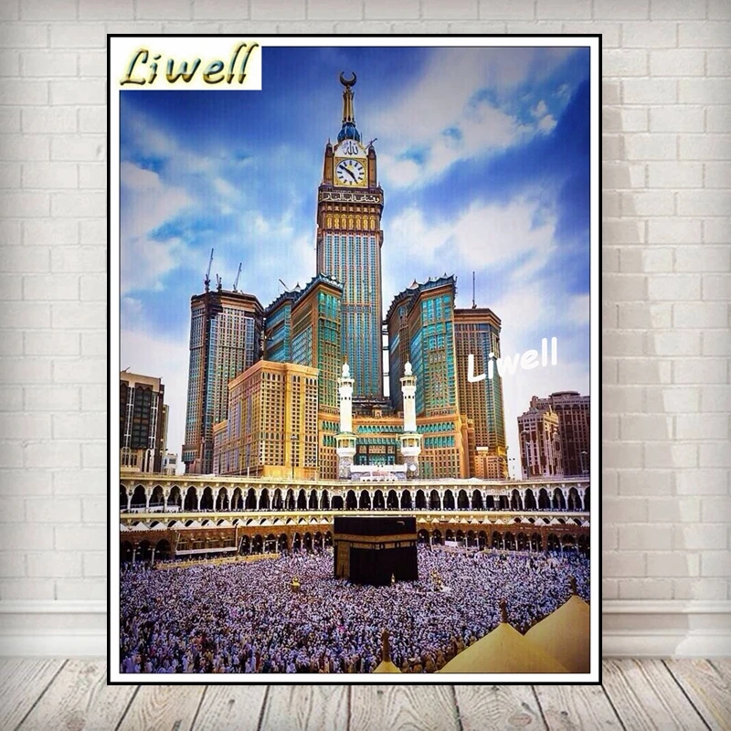 5d Islamic Mecca Arabia Diamond Painting Kaaba Makkah Mosque Landscape In Masjid Al-Haram Embroidery Cross Stitch Home Decor