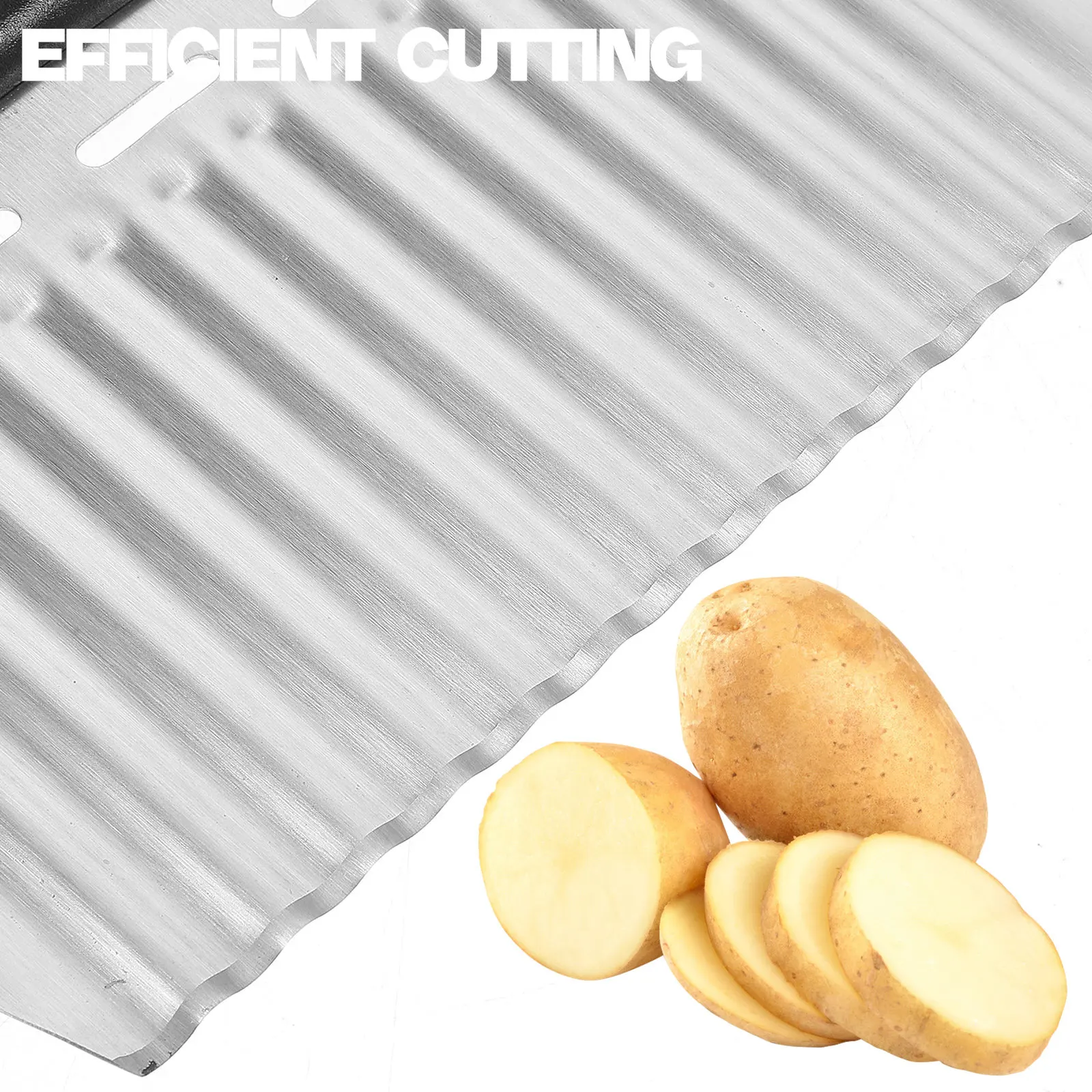 Stainless Steel Wavy Potato Slicer Crinkle Fry Cutter for Vegetables Fruits Soap Chips Uniform Wave Cuts No Electricity Required