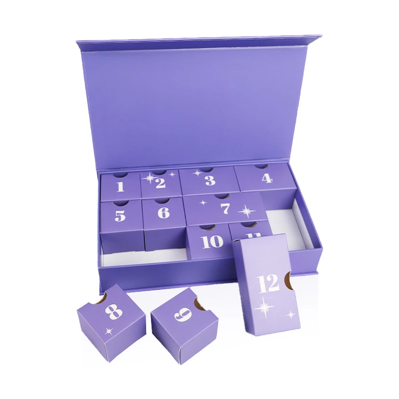 2025.Wholesale Stock Advent Calendar Box 12 Day Purple Natural Skincare Set Vegan Christmas Gift Women for Packaging Box - Image 3