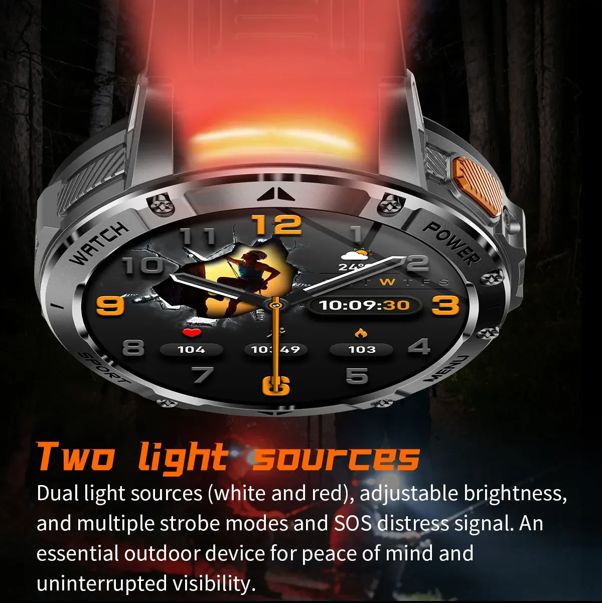 2026 Neue TANK PRO 1400mAh Akku Smartwatch 1,7" HD AMOLED Bildschirm Taschenlampe Fitness-Tracker Uhr 10ATM Wasserdichte Smartwatch – Detail 8
