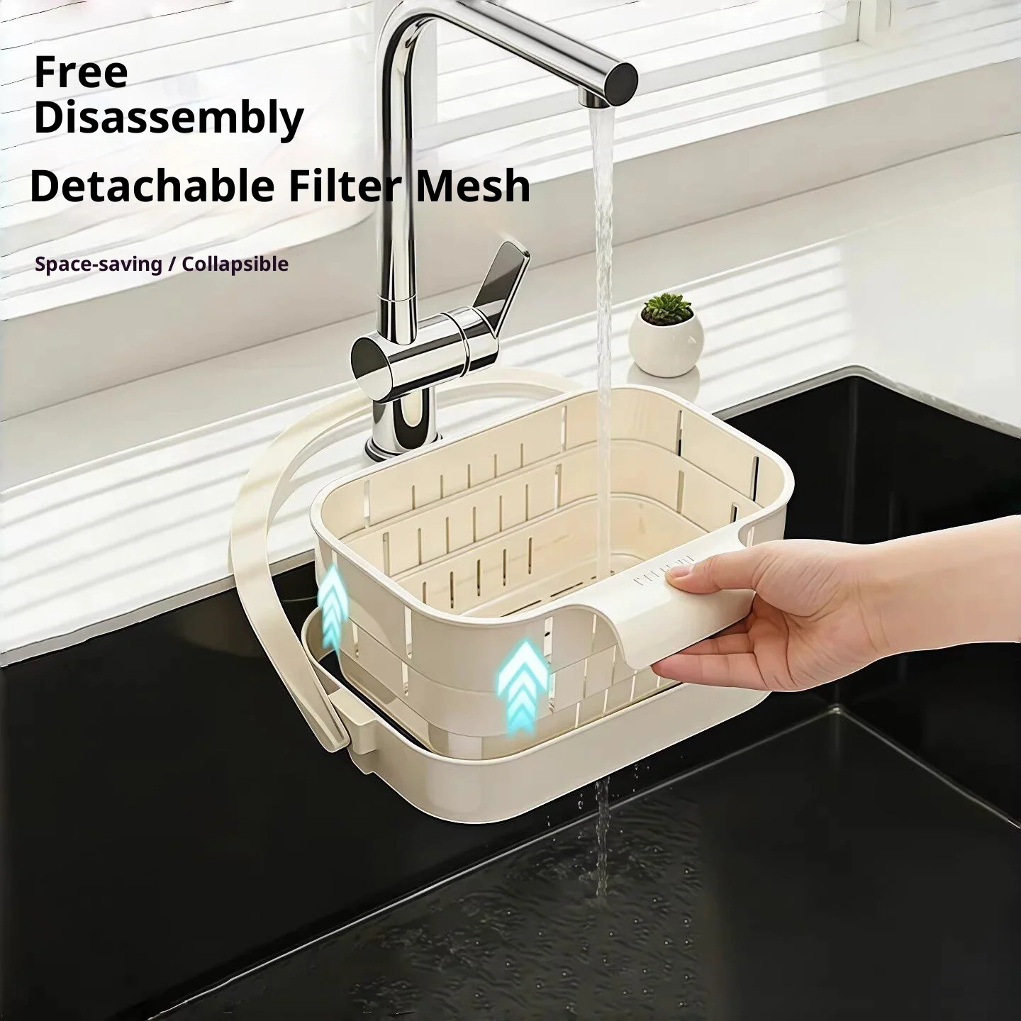 Foldable Sink Strainer Basket Hanging Faucet Colander Detachable Food Residue Filter Basket Kitchen Storage Gadget view 4