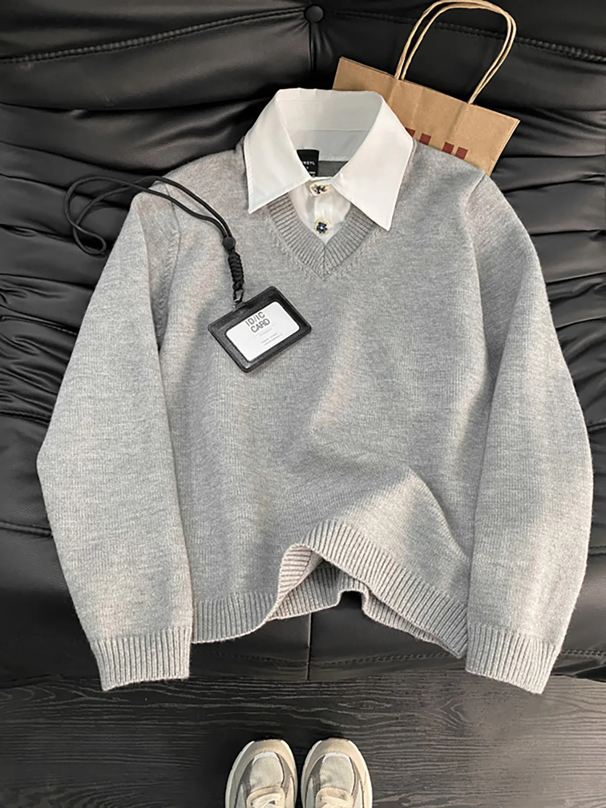 

Men's Long Sleeve Knitted Shirt Collar Loose Fit Sweater Winter Warm Base Layer T-Shirt Casual Comfortable Breathable
