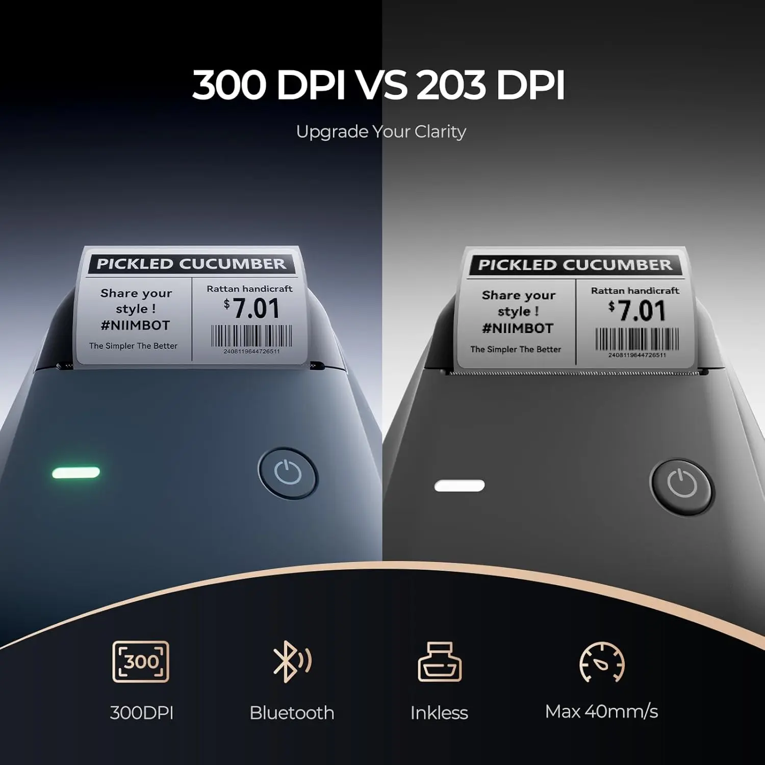 300DPI HD NIIMBOT B1Pro Mini Label Printer Bluetooth Maker with Paper Roll for Photos Stores Notes Study Graphics Small Business