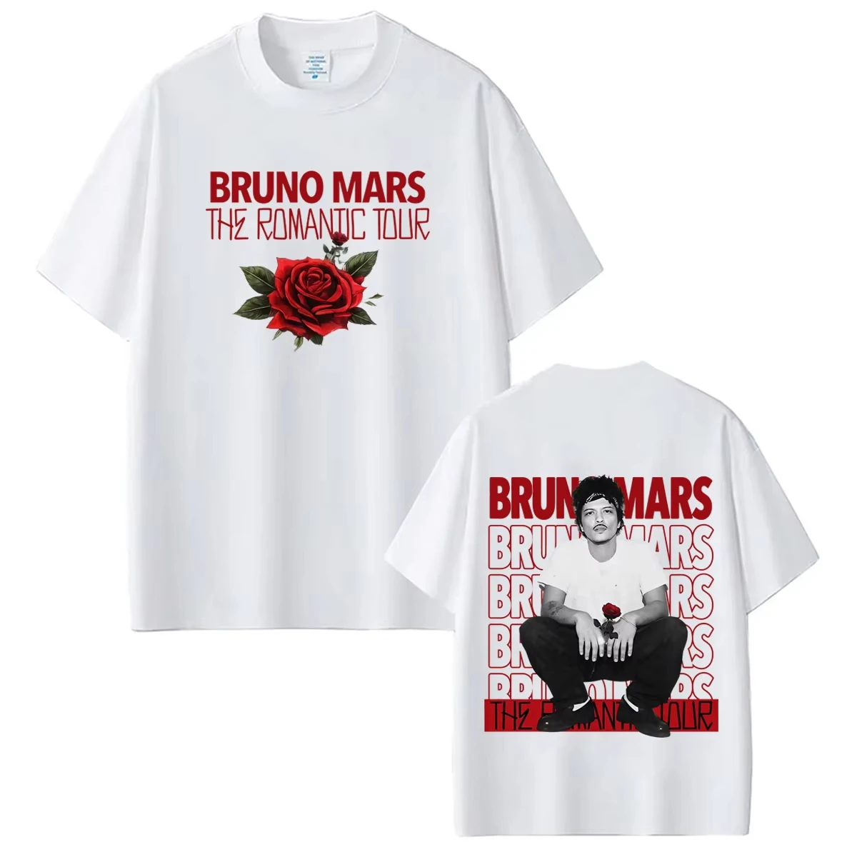 Bruno Mars The Romantic Tour 2026 Print T-shirt Man Woman Fashion T-shirts Short Sleeve Cotton Aesthetic Trend Hip-hop T-shirts