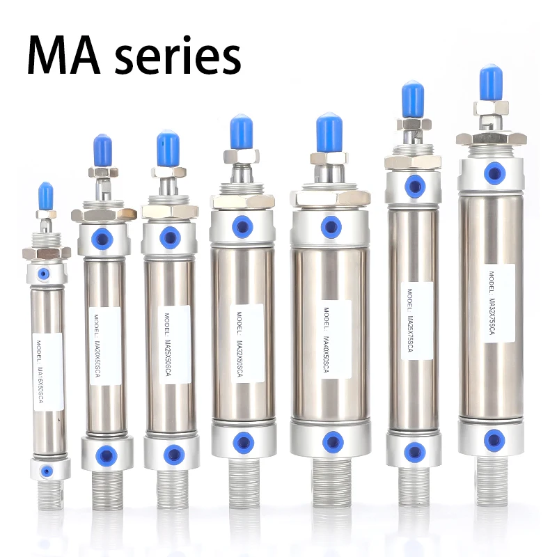 Stainless Steel Double Action MA Type With Magnet 16/20/25/32/40mm Bore 25/50/75/100/125/150/175mm stroke pneumatic cylinder