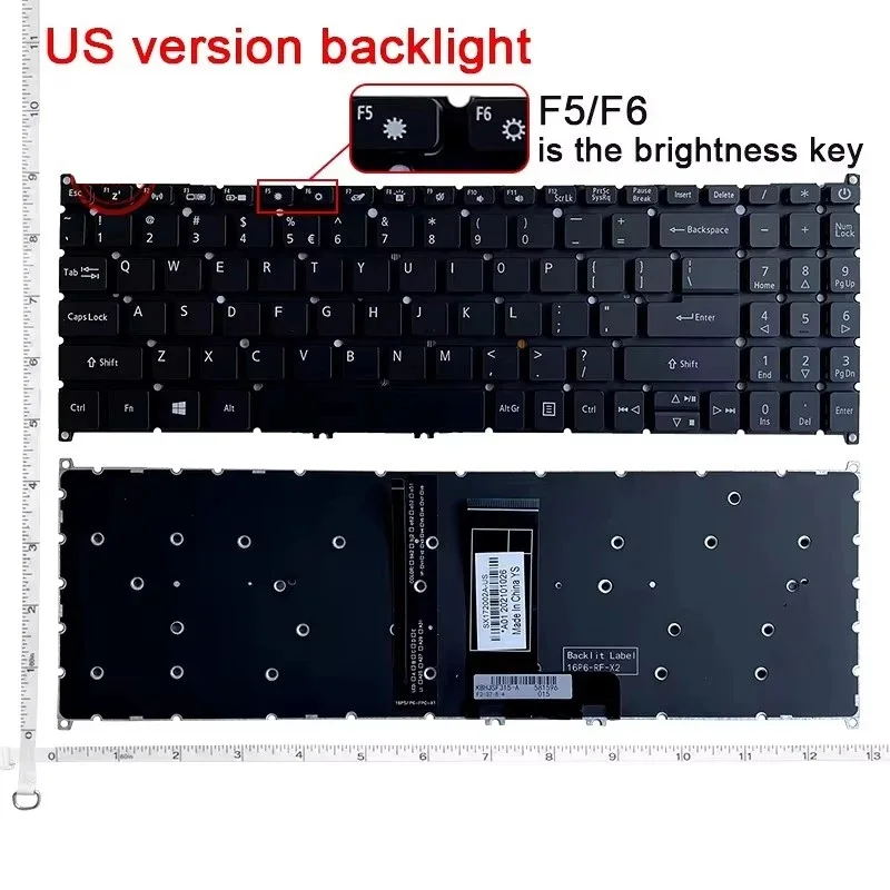 Multi‑Language Laptop Keyboard For Acer A315‑22 A315‑52 A515‑52 A515‑54 Series