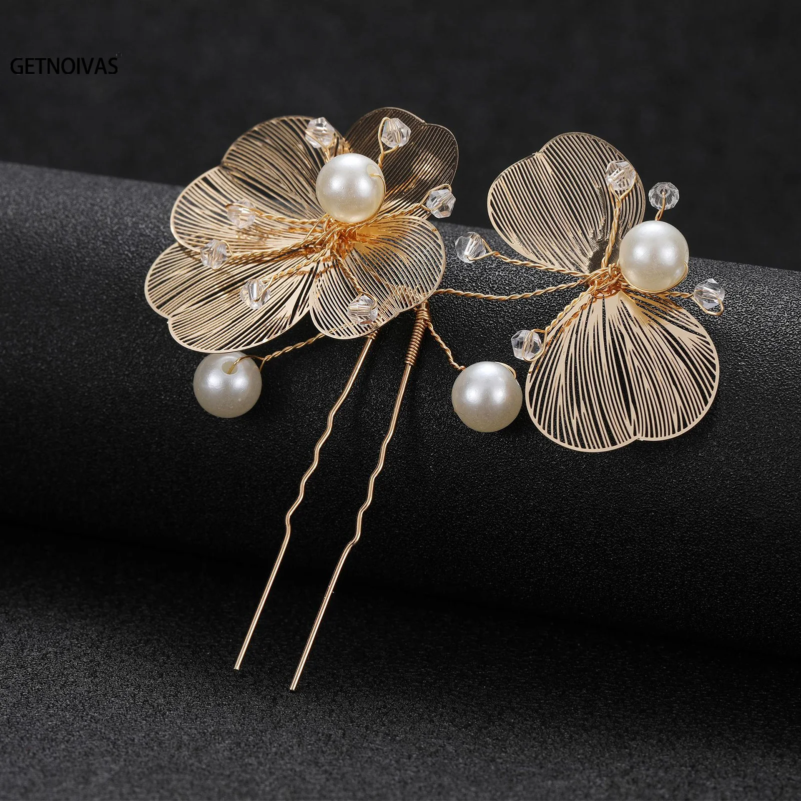 Wedding Hairpin Simple U Shaped Hair Sticks Bride Wedding Headdress Flower Hairpins Hair Clips Bridal Jewelry Fairy Headpieces