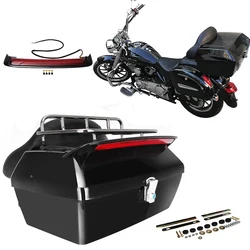 Black Motorcycle Pack Trunk Rack + Backrest Pad Mount Luggage Rack For Street Bike Dual Sport Bike Chopper Custom Cruisers