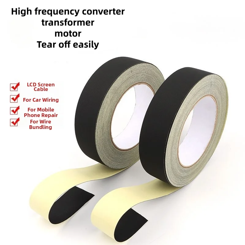 Black Acetic Acid Cloth Tape, Data Cable, LCD Screen Cable Fixing Tape, Hand Tearable Electrical Insulation Tape