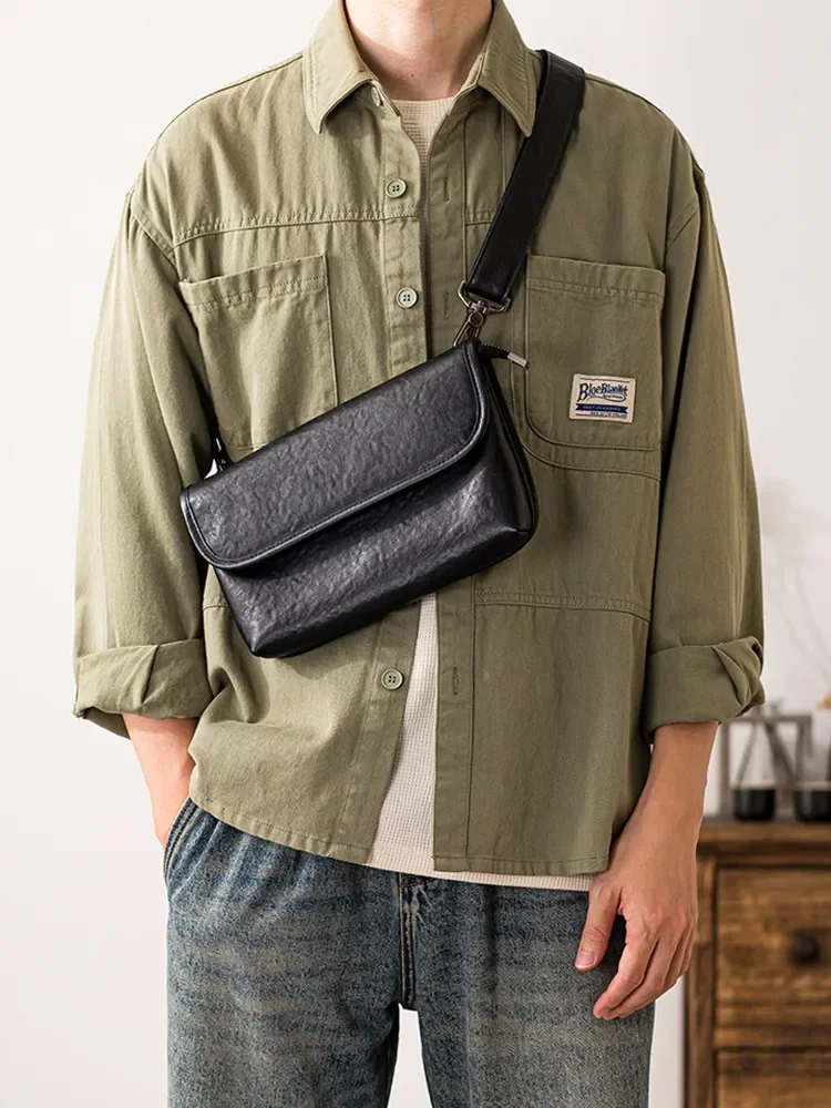Vegetable tanned cowhide casual leather commuter shoulder messenger bag