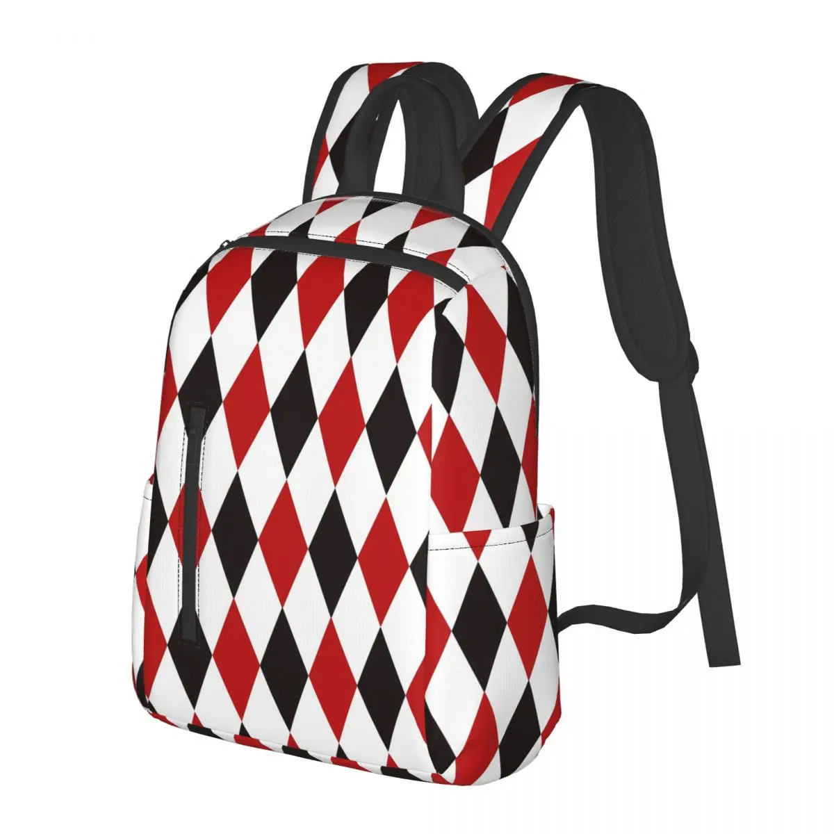 Harlequin Plaid Playing Cards Diamond Student Backpack School Bag Hiking Travel Daypack for Men Women Bookbag Shoulder Bags