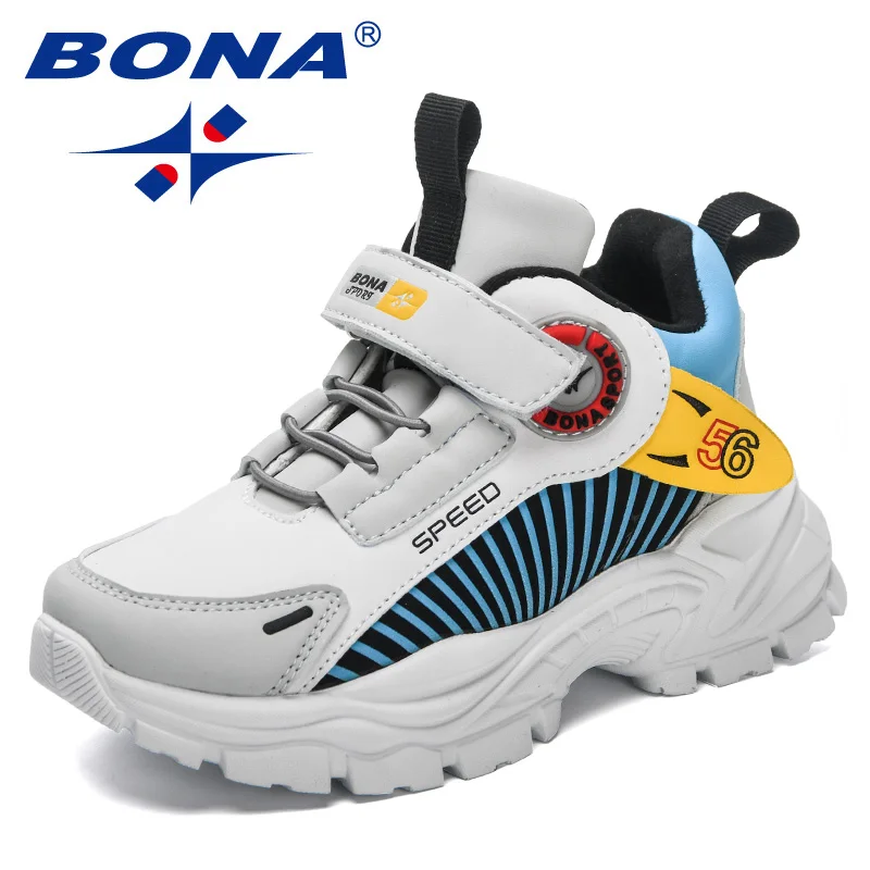 BONA 2023 New Designers Hot Sell Children Sneakers Basketball Sports Shoes Boys Girls High Quality Running Footwear Kids Comfy