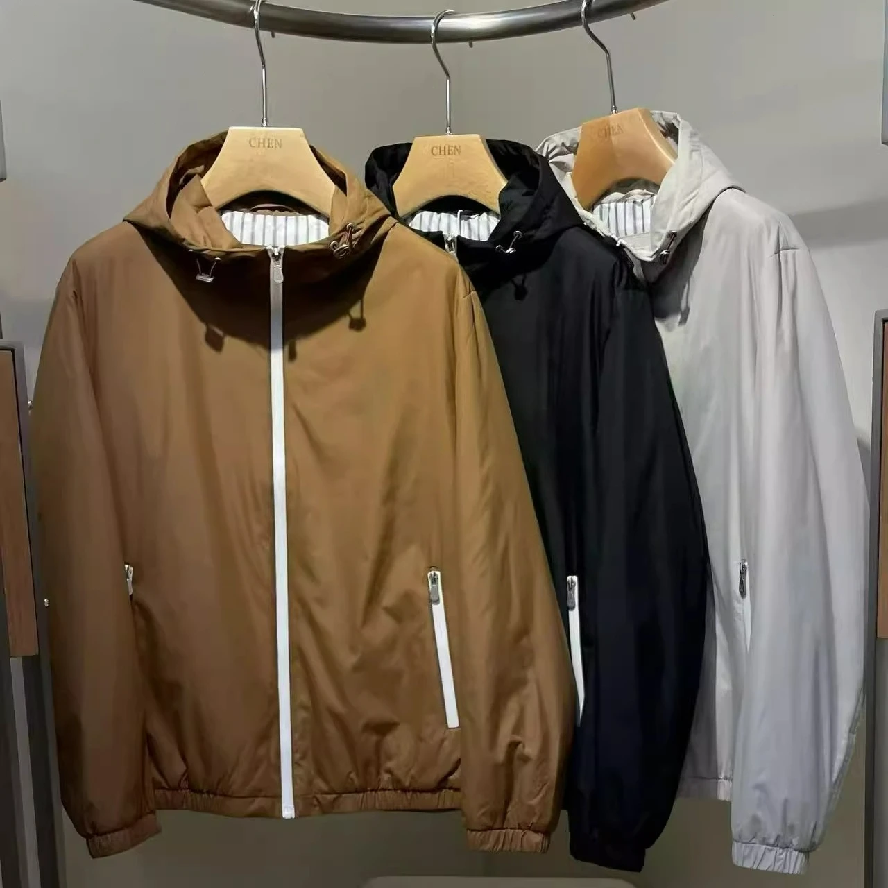 

BC Italian men's clothing early autumn new old money style fashion casual hooded trench coat men's fashion jacket jacket