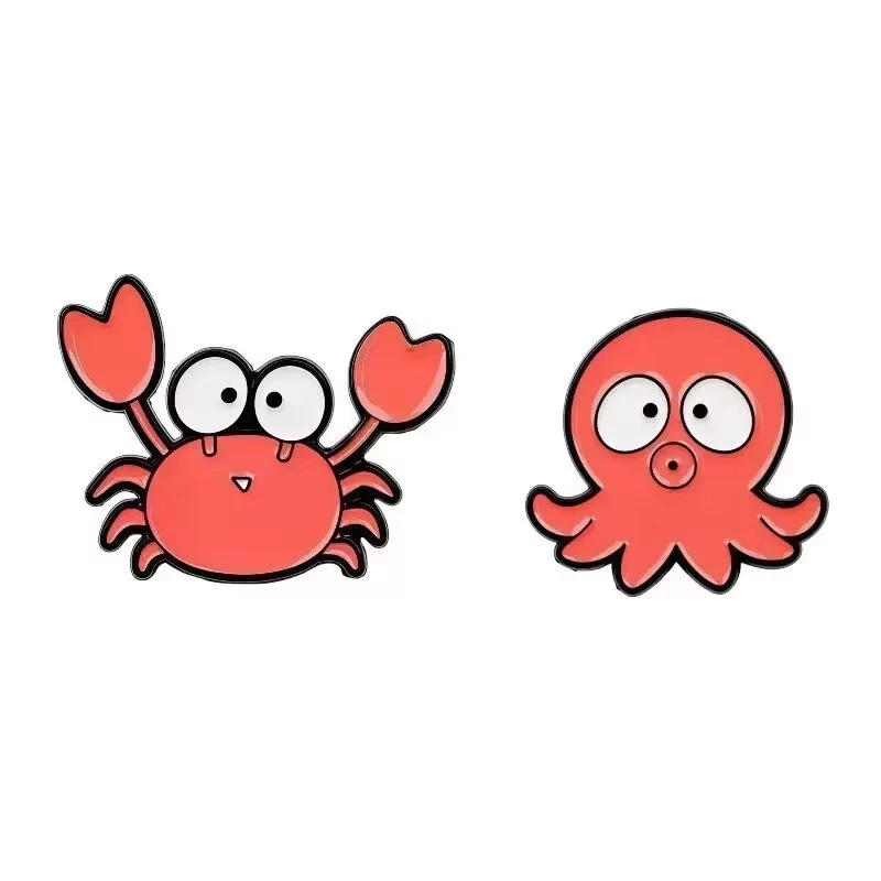 2pcs Anime Go For It Nakamura Kun！Enamel Pin Octopus Crab Badge Lapel Pins Brooches Backpack Jackets Decor Prop Accessories Gift