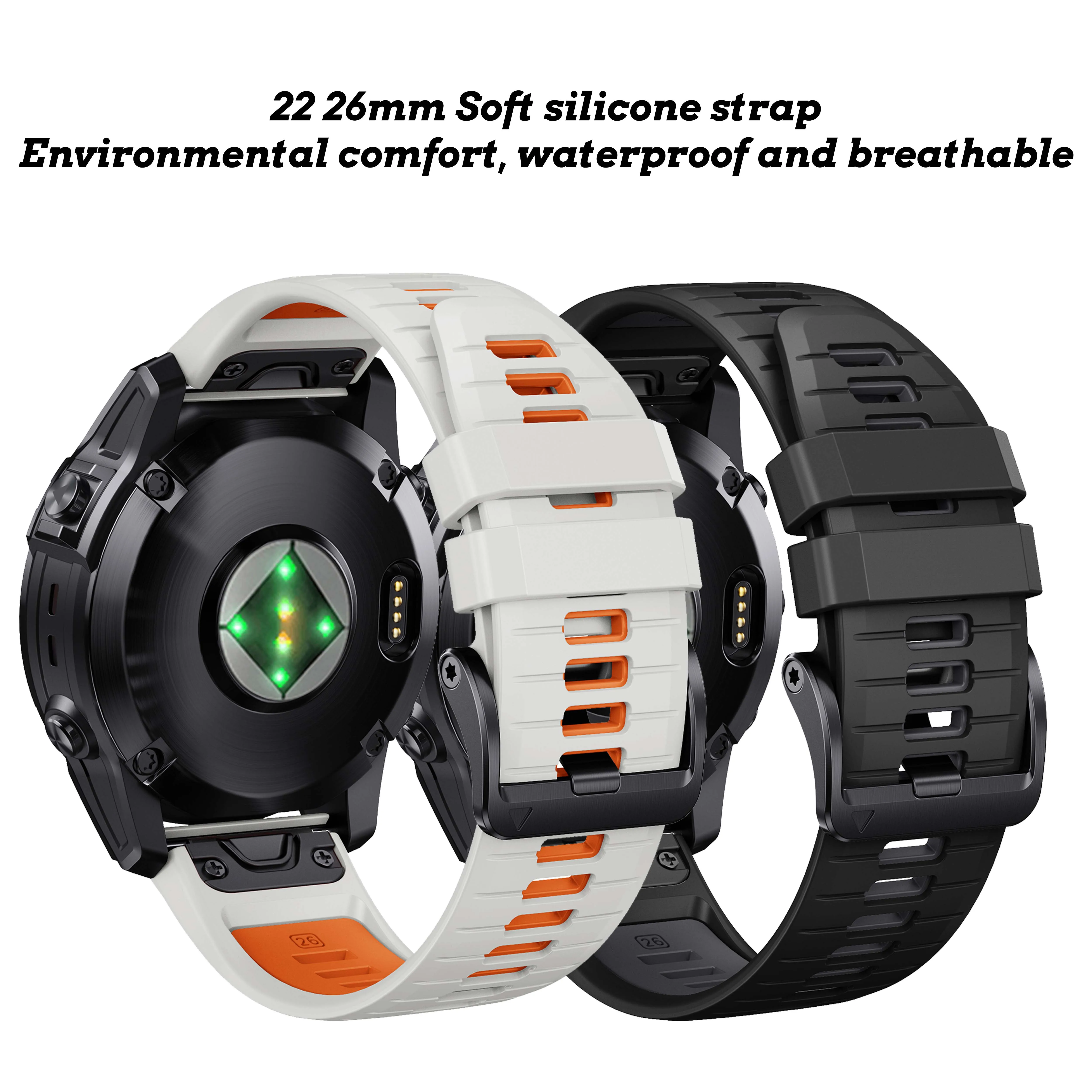 

22mm 26mm Soft Silicone Strap For Garmin Fenix 7 7X Pro 6 6X 5 5X Plus Remove the silicone replacement tape