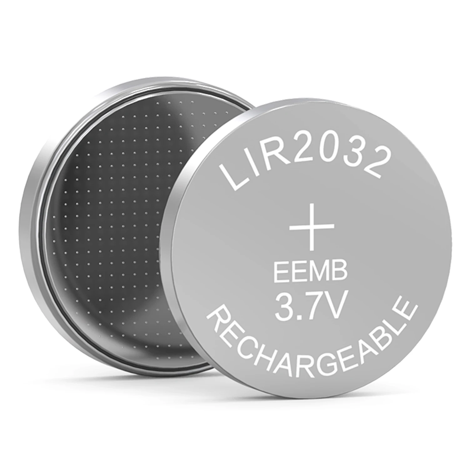 Bateria recarregável EEMB LIR2032 com carregador (opcional) 3.7V 2032 Bateria de íon de lítio 45mAh Baterias tipo moeda de célula de lítio