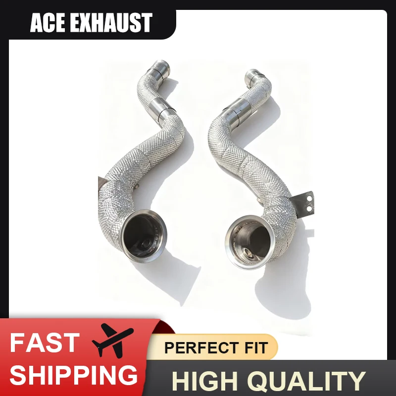 

ACE for Mercedes-Benz C63/C63S W205 AMG 4.0T High Flow Catless/Catted Downpipe With Heat Shield Car Performance Exhaust System