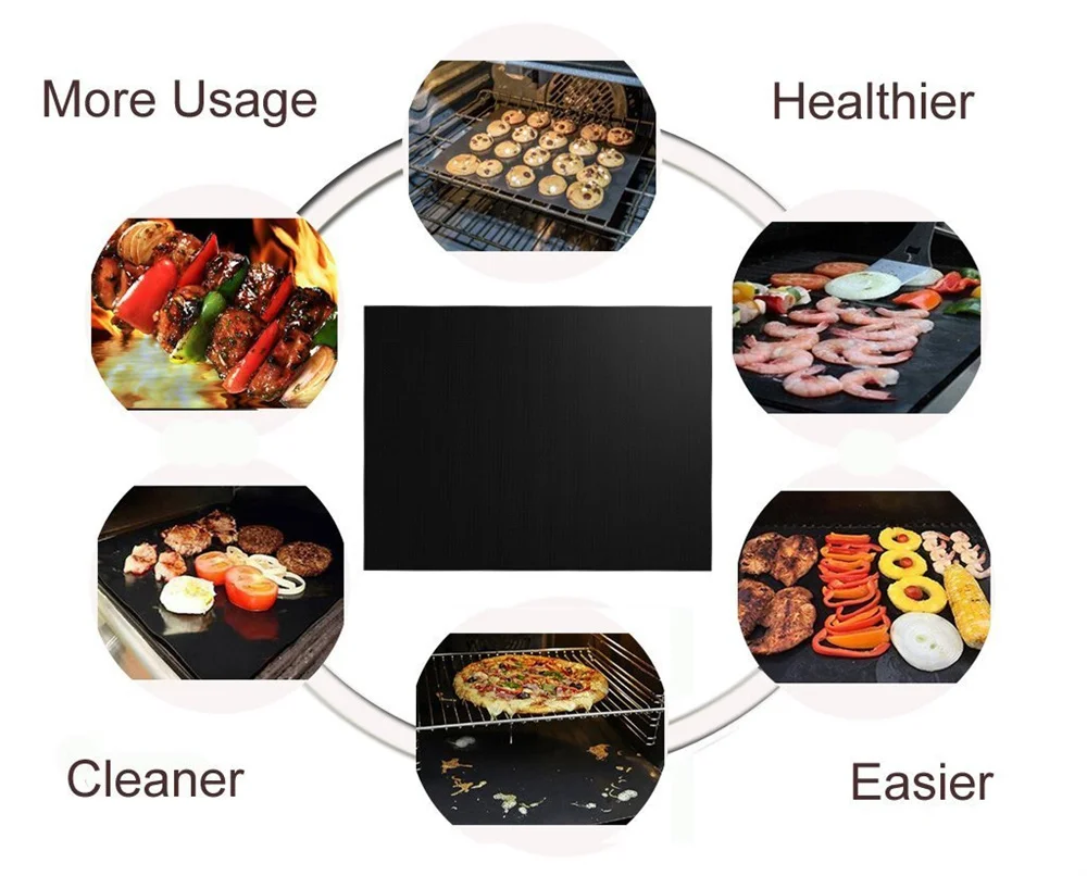100% Non-Stick Reusable Mats for Gas, Charcoal or Electric Grills - Easy to Clean image 2