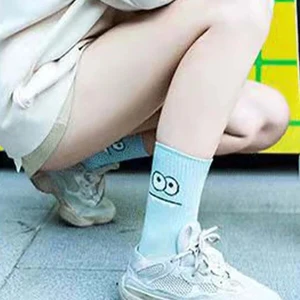 5/10/20 pairs female beautiful expression printed socks ankle comfort interesting spring autumn middle tube socks for girls short socks 10 Main Sales Funny Socks - №9