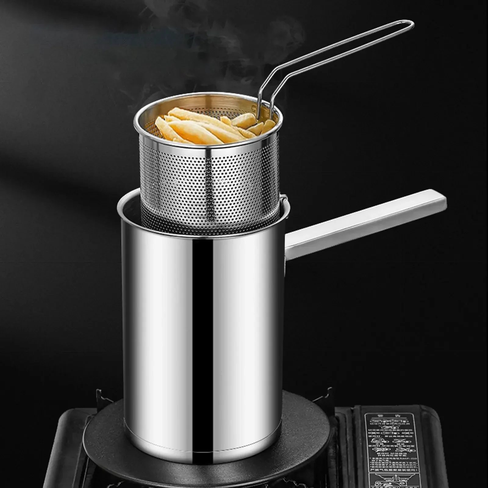 304 Stainless Steel Oil Fryer Household Small Fryer With Filter Raised /Deepened Fuel-Efficient Tianfu Luo Pot Deep Frying Pot