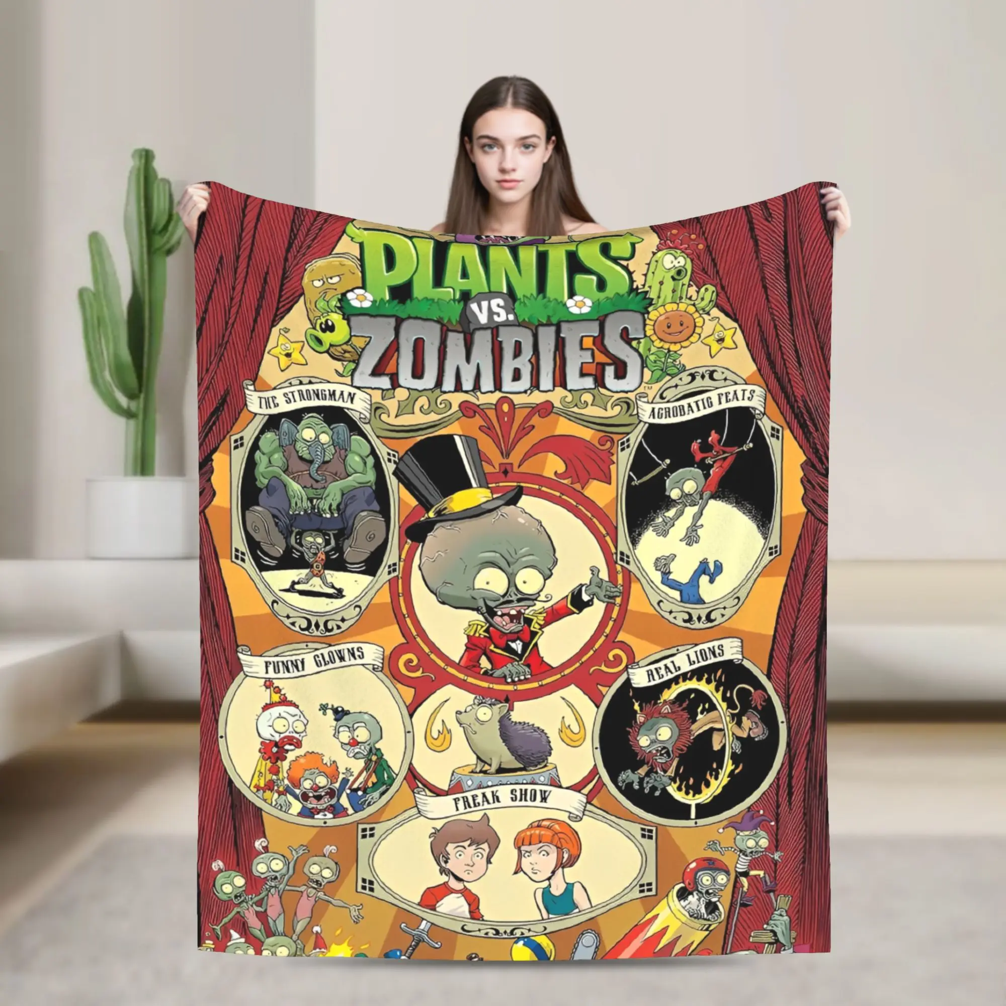 

Game P-Plants-vs-Zombie Blanket Picnic Flannel Throw Blanket For Couch Bed Soft Warm Custom Quality Bedspread Birthday Present