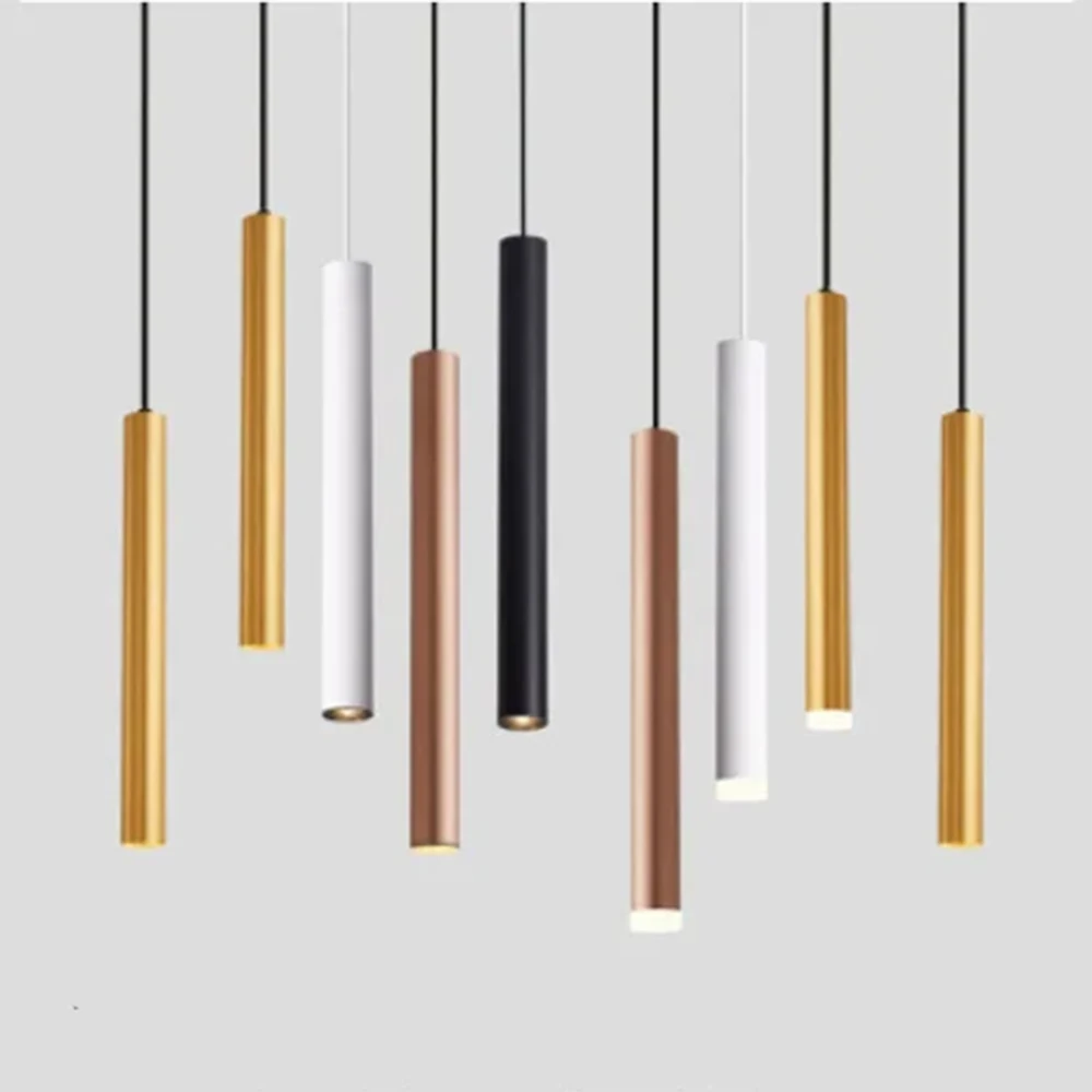 

Cylinder Long Tube LED Pendant Lights Shop Bar Counter Island Pendant Lamp Background Dinning Room Restuarant Hanging Light