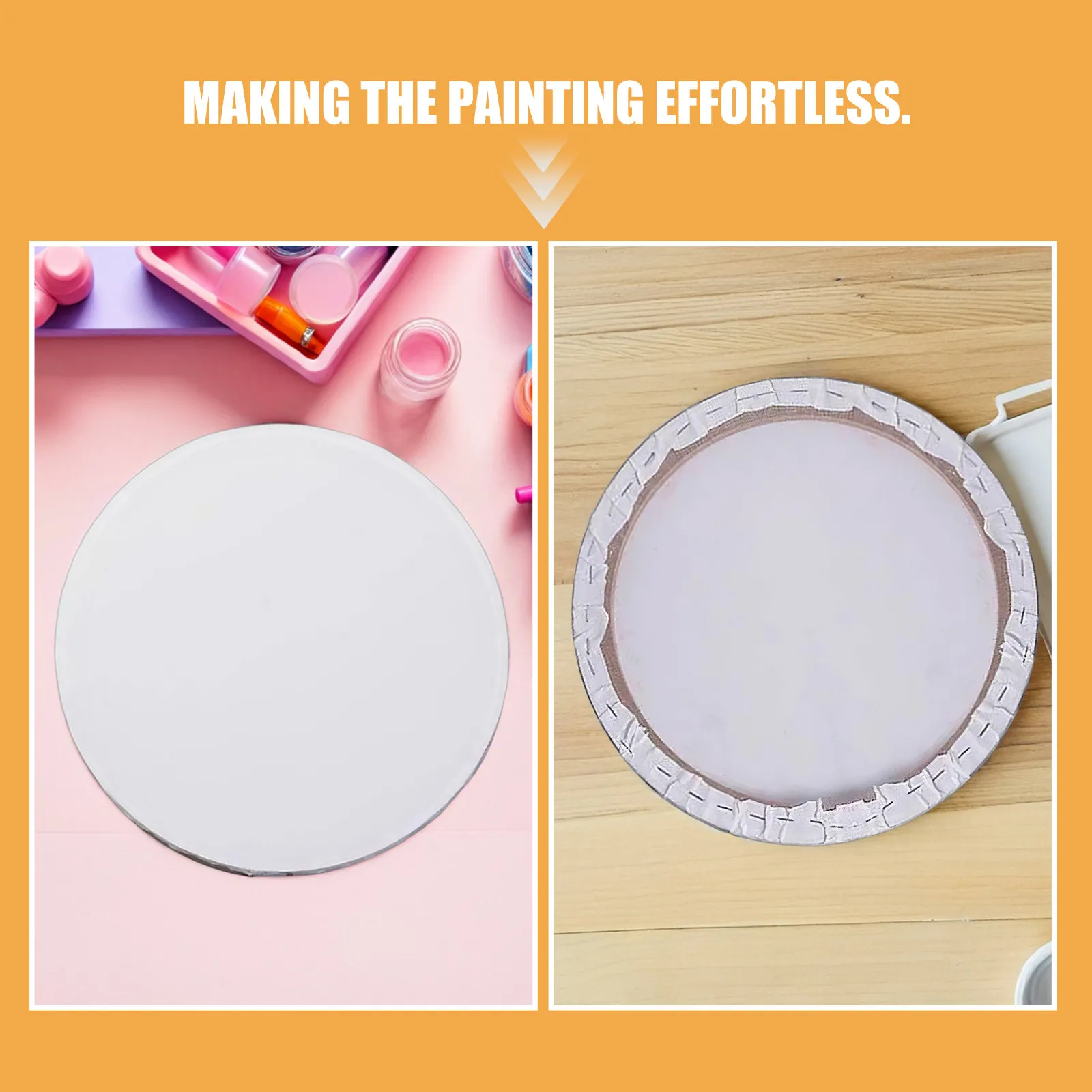 2pcs Pure Cotton Round Canvas 30cm for Oil Painting – Stretched on Wooden Frame, Blank Art Board for Artists & Beginners