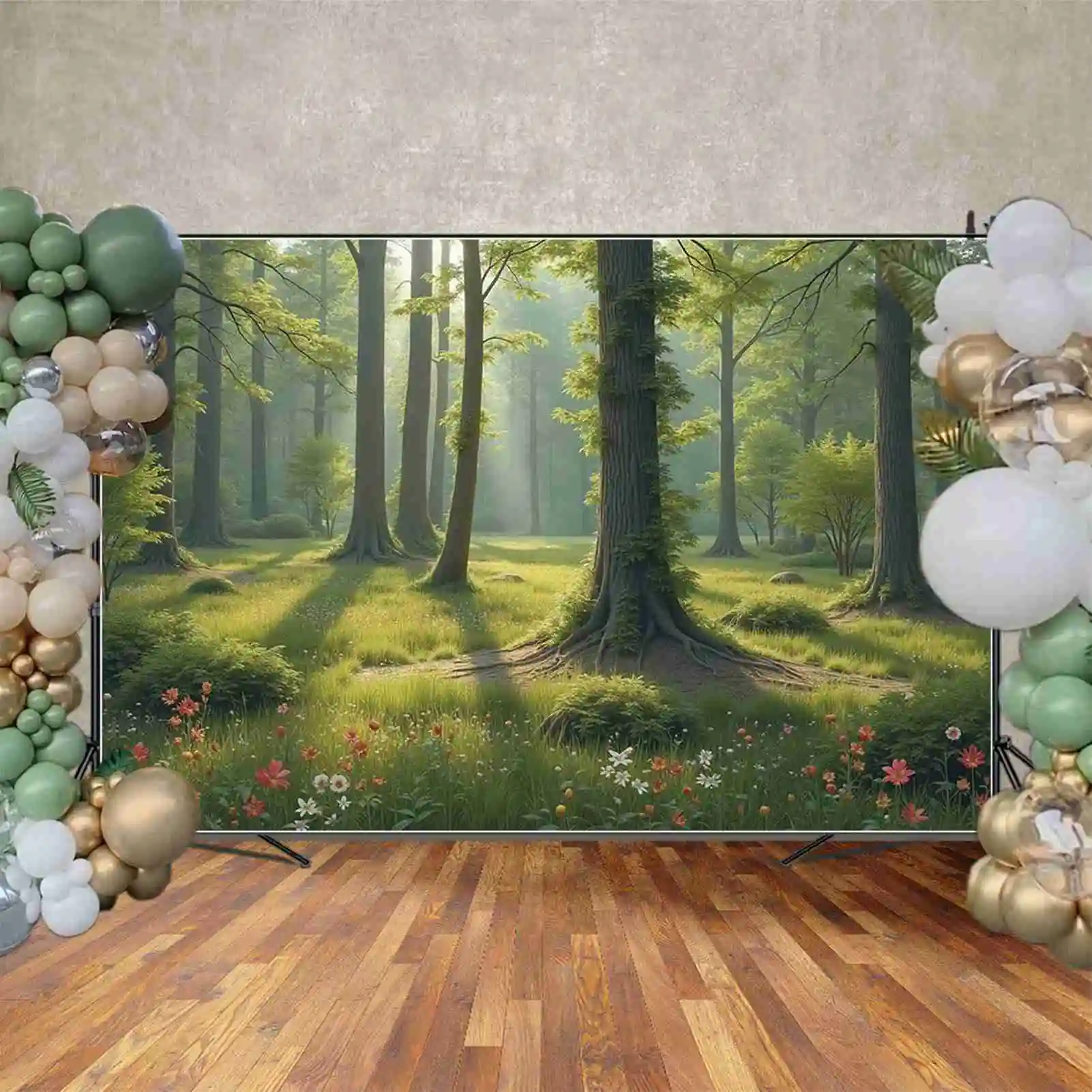 MOON.QG خلفية شجرة غابة الربيع حديقة الحديقة الطبيعية العشب الأخضر زهرة خلفية ديكور المنزل التصوير استوديو الدعائم