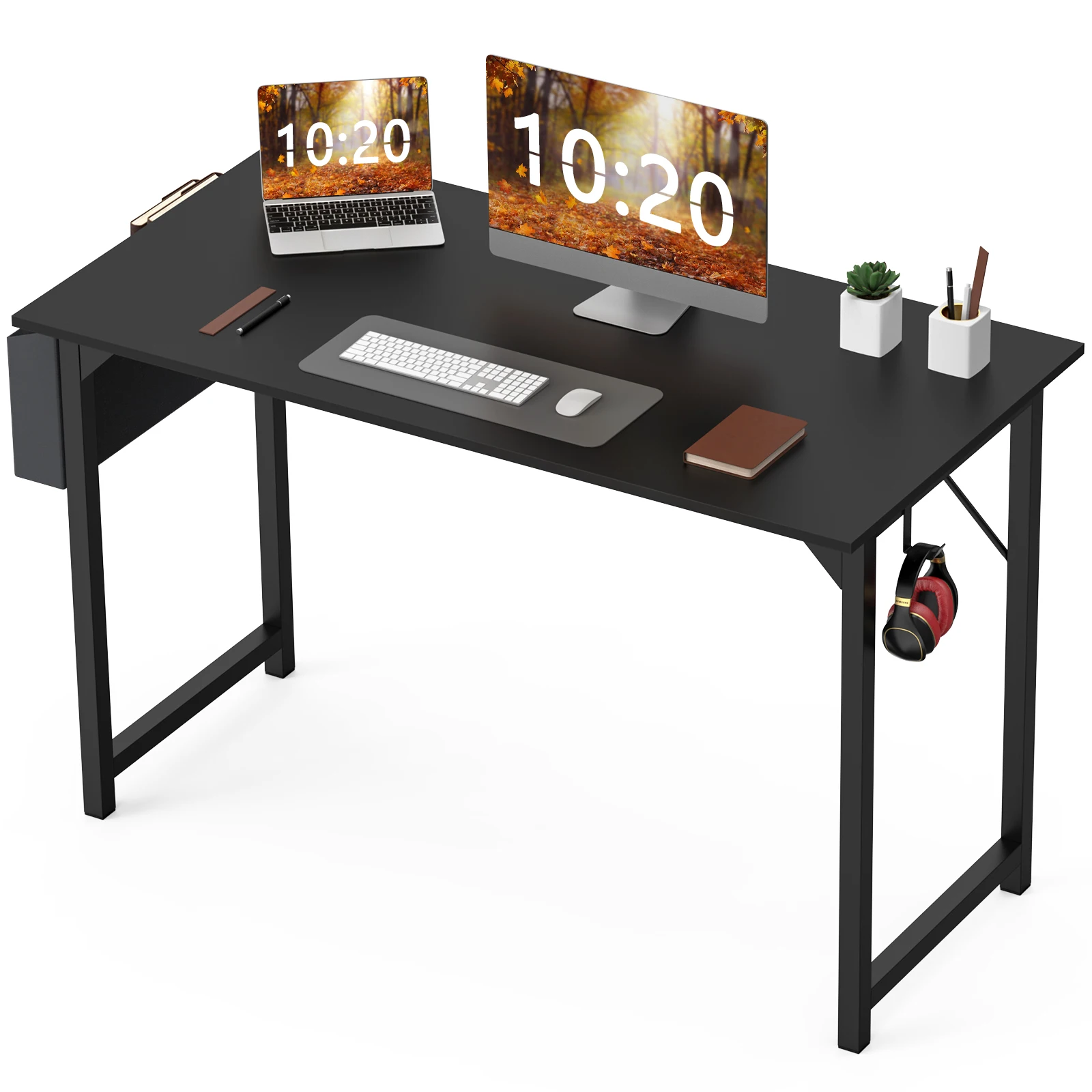 Pop Computer Desk Writing Study Office Gaming Table Modern Simple Style Compact With Side Bag Headphone Hook Easy Assembly
