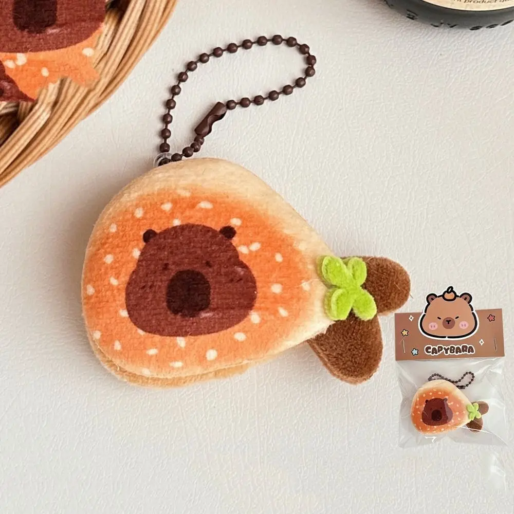 Porte-clés en peluche en forme de nourriture, pendentif au beurre, animaux en peluche de dessin animé, Kawaii créatif, Capybala