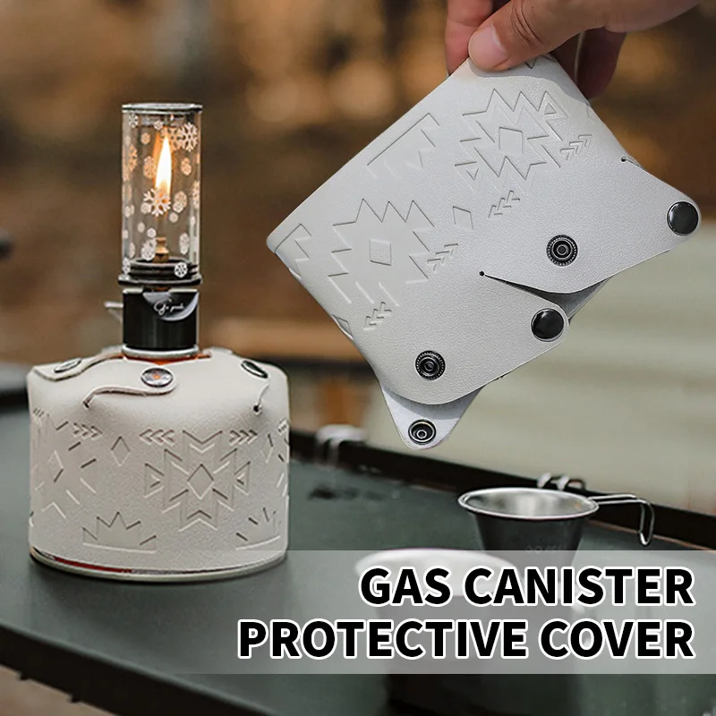 

Leather Gas Canister Protective Cover - One-Piece Outdoor Travel Kit for Hiking and Camping - Durable Gas Tank Protector