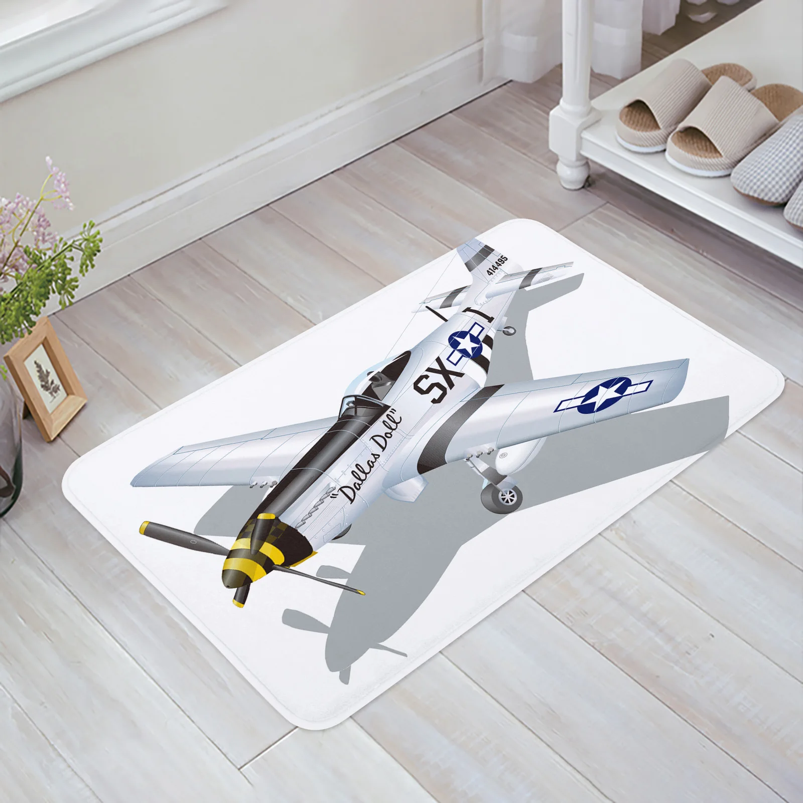 Cartoon Military Aircraft Kitchen Floor Mat Living Room Decor Carpet Home Hallway Entrance Doormat Balcony Door Anti Slip Rug