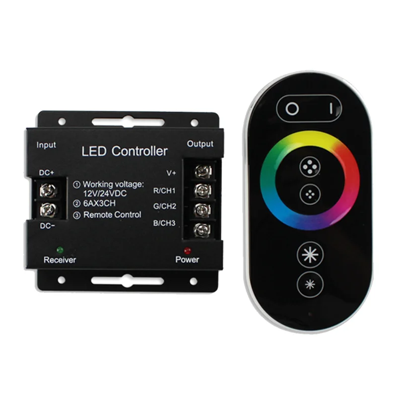 

DC12-24V LED Strip Light RF Touch Remote Controller Dimmer for 5050 RGB Tape Lights Adjust Brightness