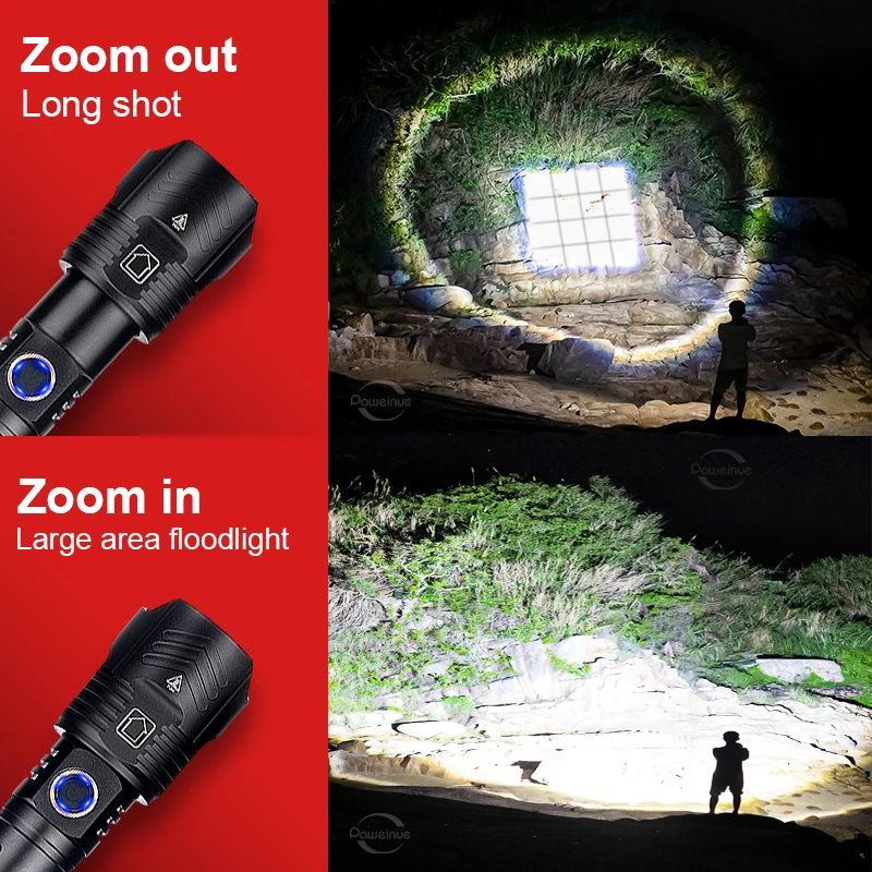 XHP160 Super High Power Rechargeable LED Flashlights Ultra Powerful 5 Modes Type-C Charging Hand Torch Lamp Outdoor LED Lantern