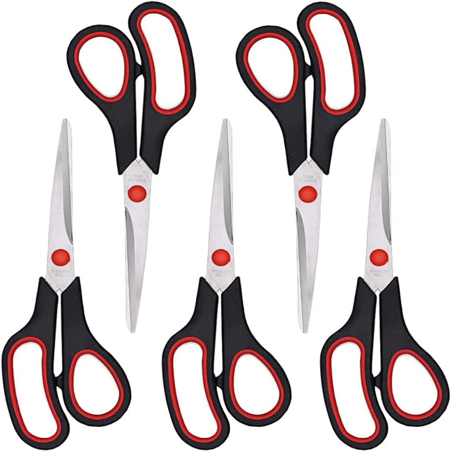 Scissors, Multipurpose office Scissors,8.5 Inch   Shears, Comfort- Handles Household scissors，Sturdy   Supplies - Pack of 5, R