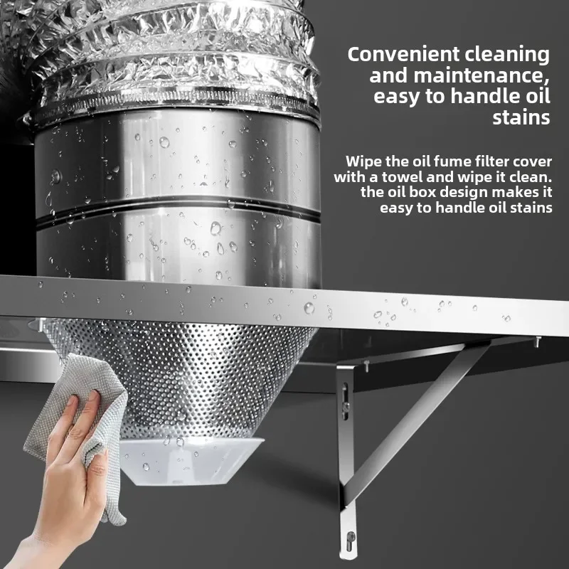 220V Powerful Kitchen Exhaust Fan with High Suction, Easy-to-Clean Oil Fume Extractor for Rental Homes