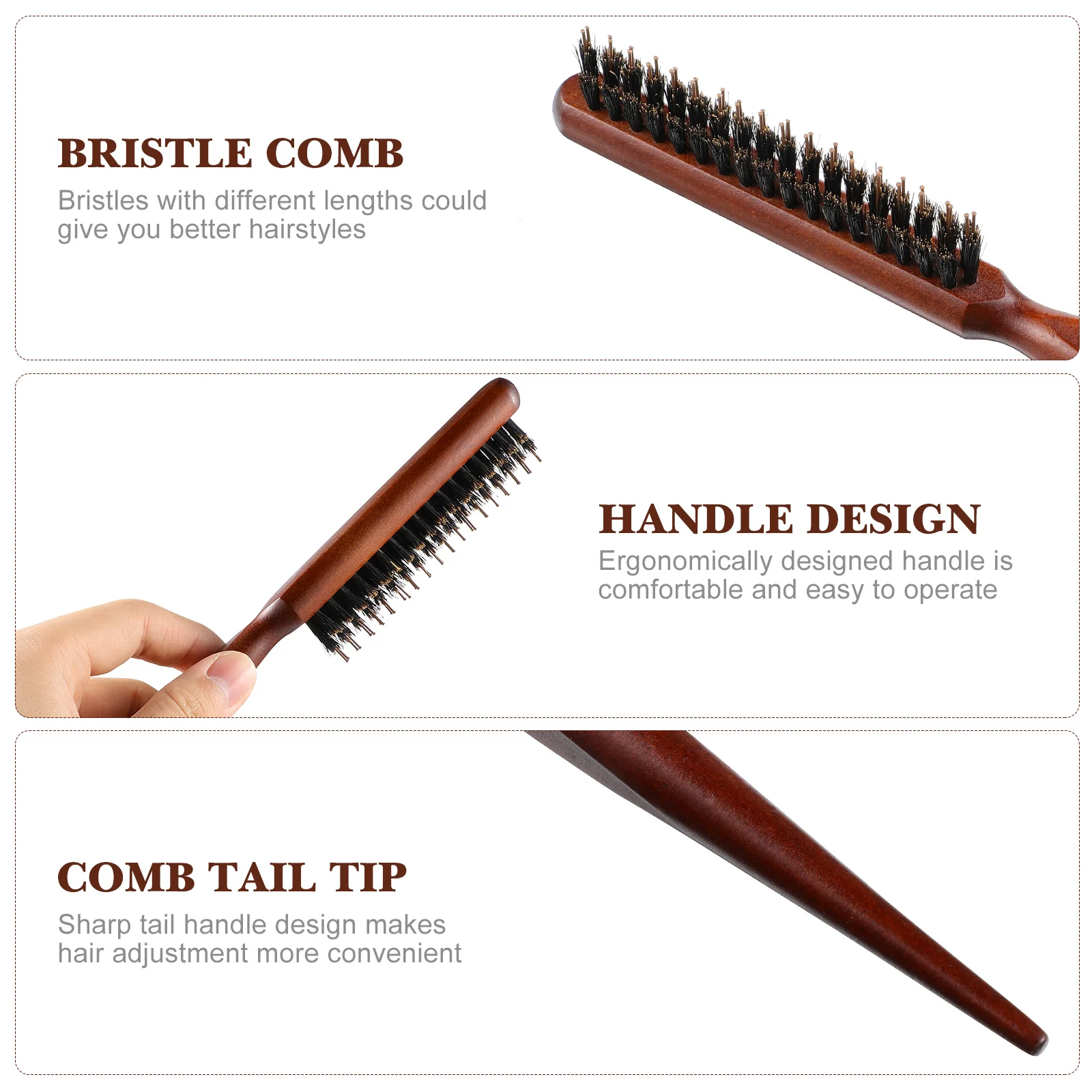 Pointed Tail Comb Bristles Hair Brush Hairdressing Comb Salon Hair Brush Hair Styling Comb (Random Color)