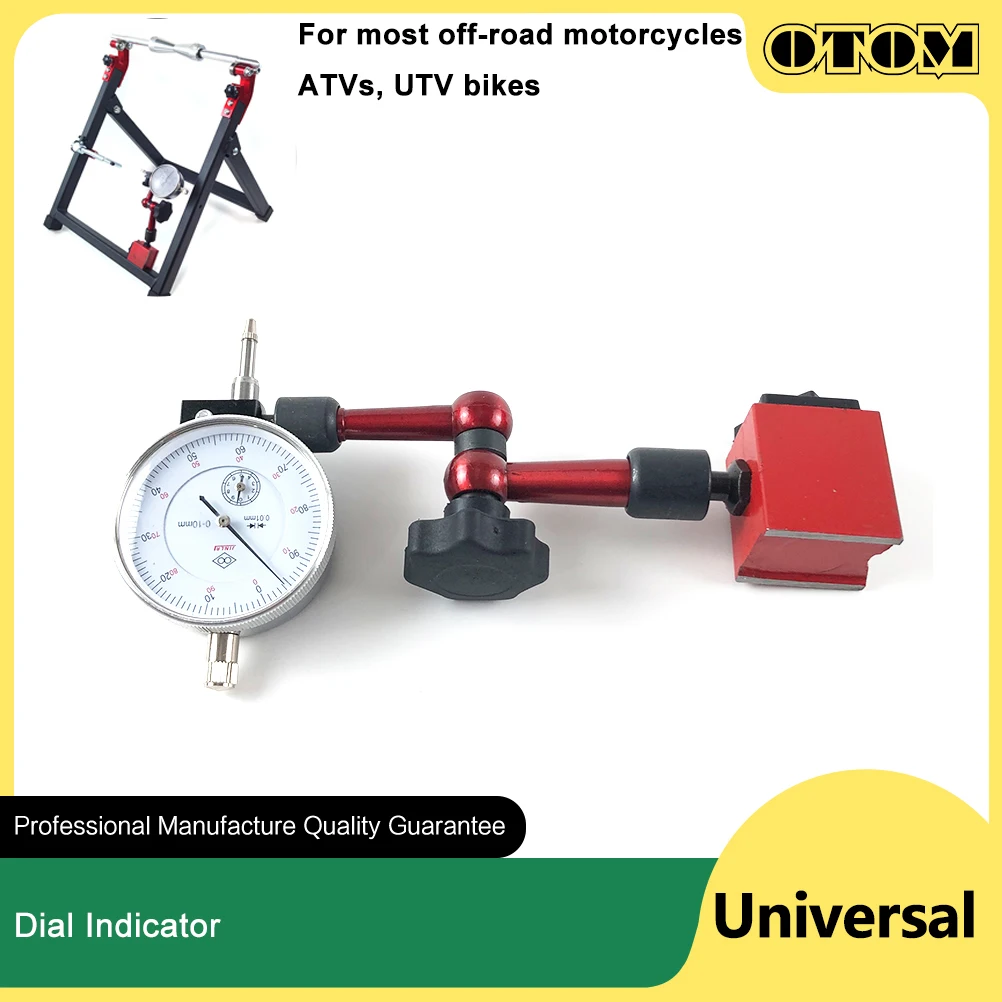 OTOM Universal Motorcycle 0.01mm Dial Indicator Magnetic Stand Base Magnetic Holder Measure Gauge Repair Tool Off-road Motocross