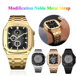 Modification Noble Metal Strap+Case For Apple Watch Band 44mm 42mm 45mm Correa Stainless Steel Band For iWatch 8 7 6 5 Bracelet