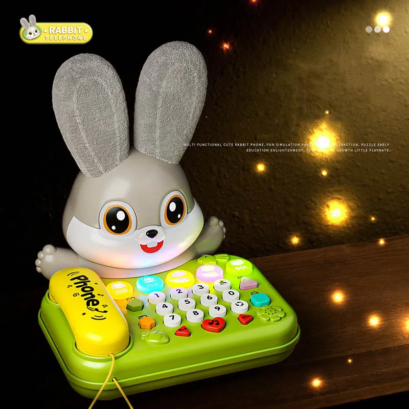 Bebê quebra-cabeça som luz bonito coelho telefone volume ajustável contar histórias cantando crianças iluminação educação precoce máquina
