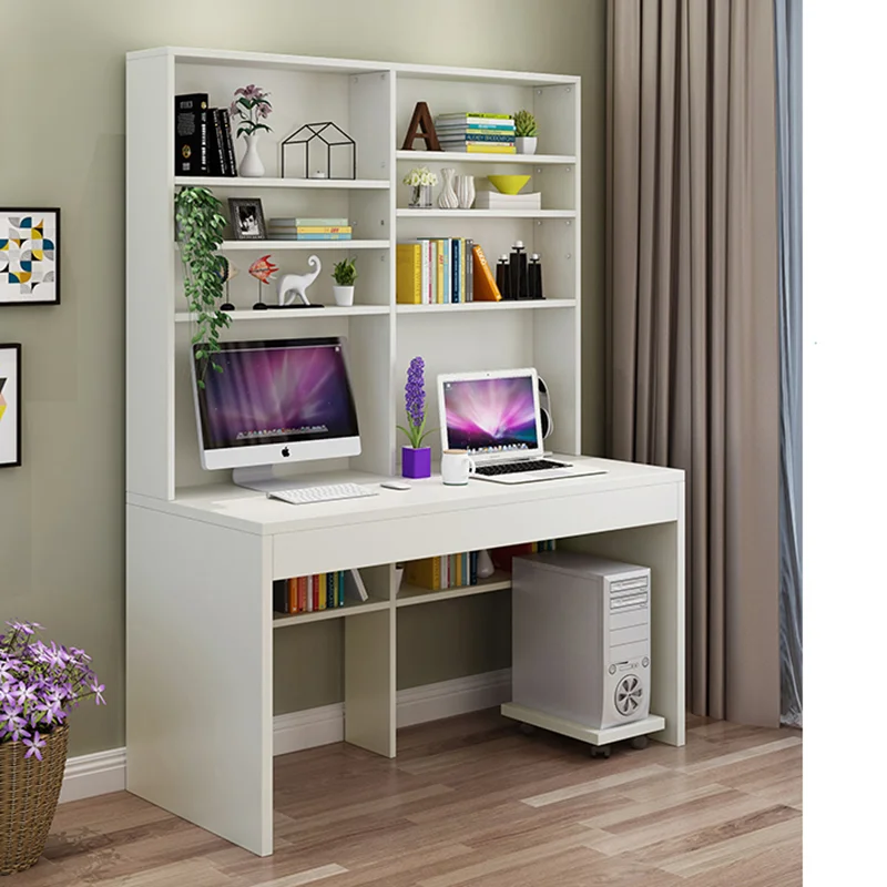 High quality household desktop computer desk modern minimalist wooden computer desk with bookshelf